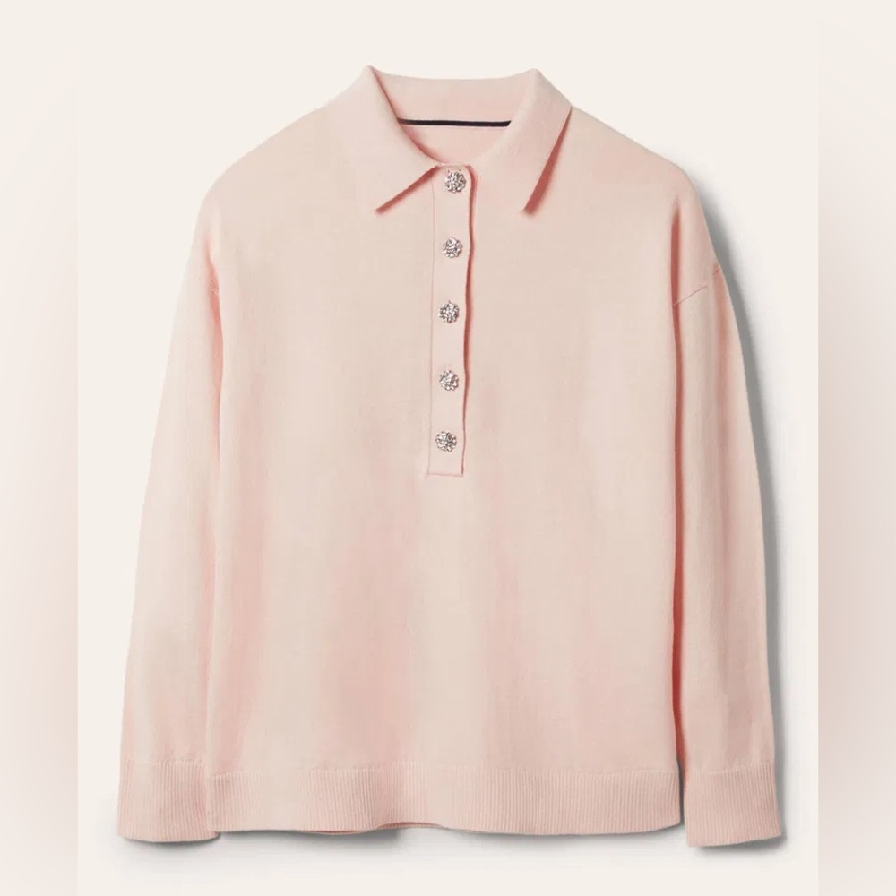 Boden Jeweled Button Rugby Jumper Sweater